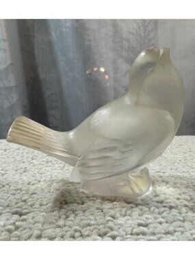 Vintage Lalique France Frosted Crystal Head Up Sparrow Bird: READ DESCRIPTION